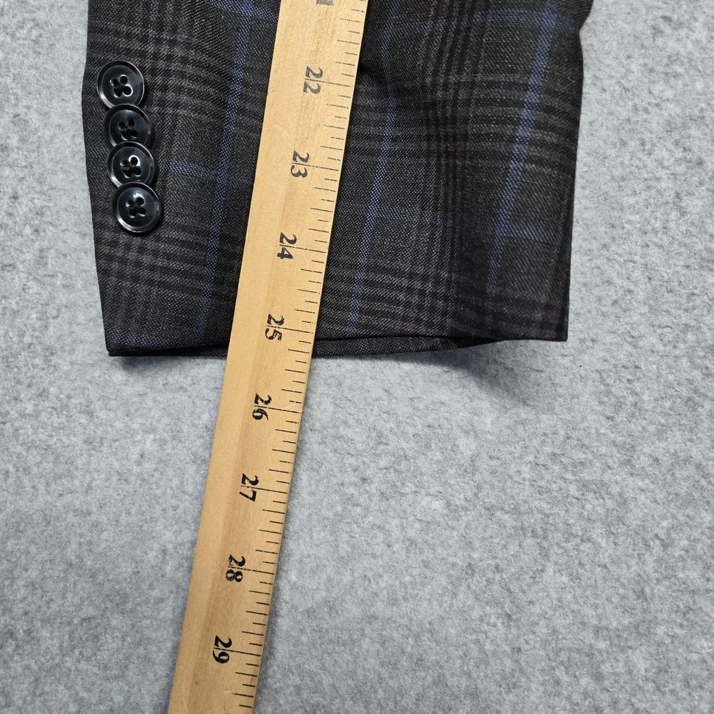Peter‎ Millar 46 Big & Tall Gray Plaid Wool Sport Coat Mens Single-Breasted